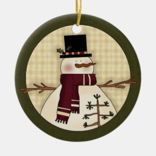 Snowman Country Christmas Keepsake Gift Ceramic Tree Decoration