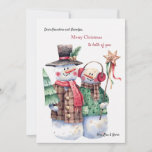 Snowman Couple Christmas Card<br><div class="desc">A charming Christmas card featuring a snowman and snow-woman couple dressed for the holidays. Perfect greeting card FOR grandparents or FROM grandparents to everyone. (Image by Toniatkach on Freepik). The card is easy to customise with your wording, font and font colour. Not exactly what you're looking for? All our products...</div>