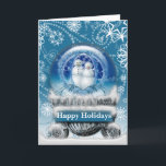 Snowman Couple Christmas Snow Globe Photo Template<br><div class="desc">Snowman Couple Christmas Snow Globe Custom Greeting Card Photo Template Blank inside</div>