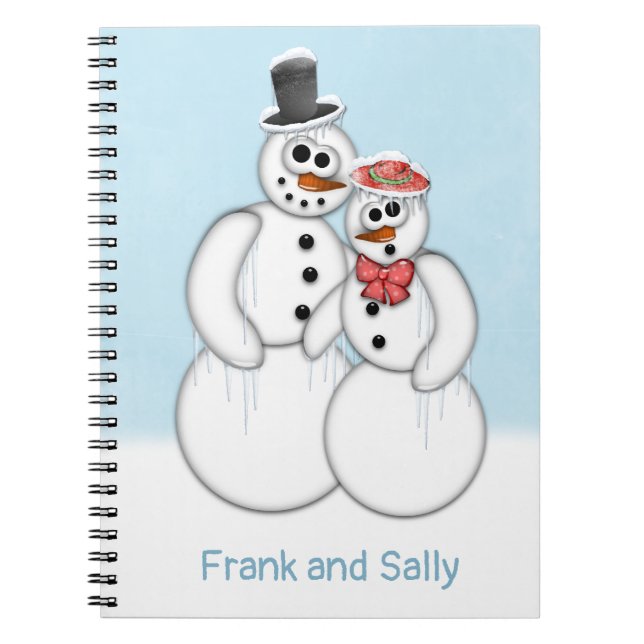 Snowman Couple Customisable Notebook (Front)