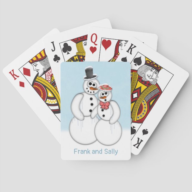 Snowman Couple Customisable Playing Cards (Back)
