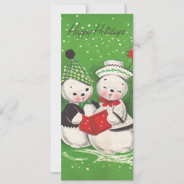 Snowman Couple Flat Christmas Card (Front)