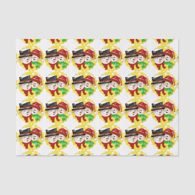 Snowman Couple Holiday Tissue Paper (Front)
