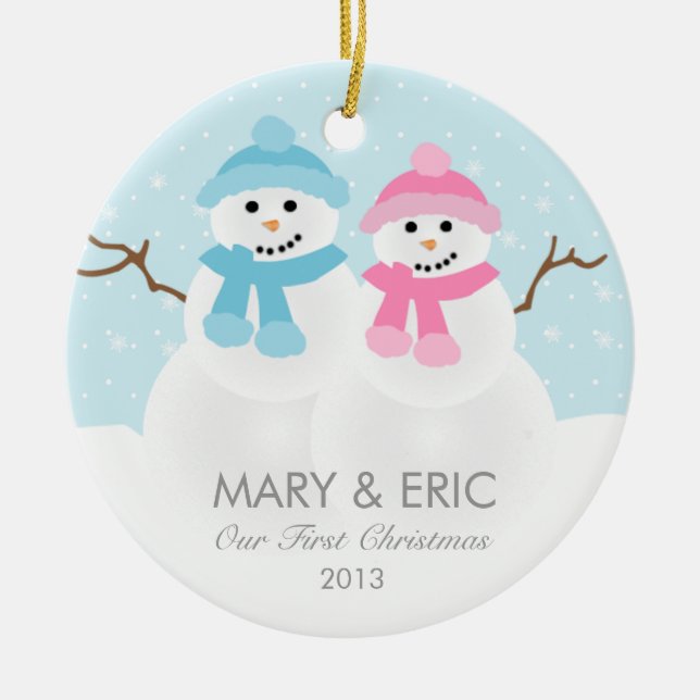 Snowman Couple Ornament (Front)