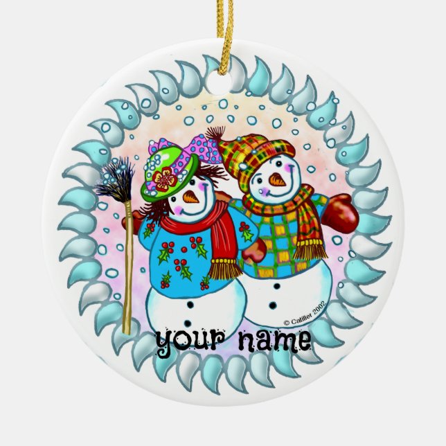 Snowman Couple ornaments (Front)