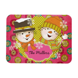 Snowman Couple Personalised Flexi Magnet
