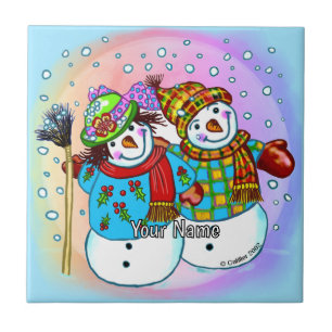 Snowman Couple Tile