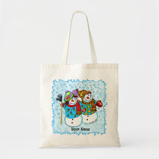 Snowman Couple Tote Bag (Front)