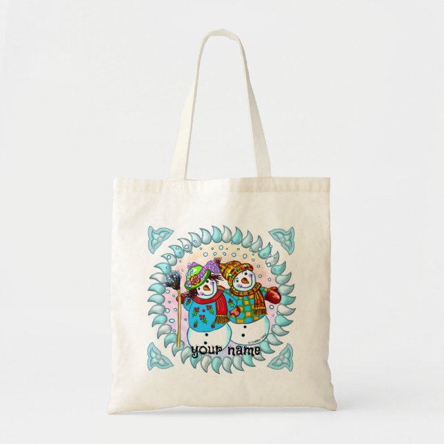 Snowman Couple tote bags, Bag (Front)