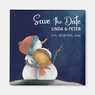 Snowman Couple Winter Wedding Save the Date Magnet