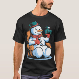 Snowman Cozy Chair Camera Winter Vibes T-Shirt