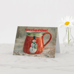 Snowman Cup of Cheer Christmas Holiday Card