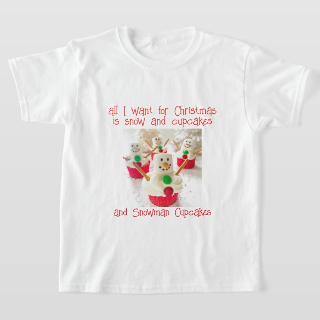 Snowman Cupcakes T-Shirt (Laydown)
