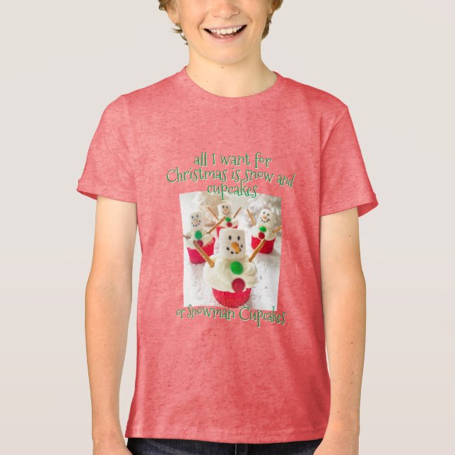 Snowman Cupcakes Tri-Blend Shirt (Front)