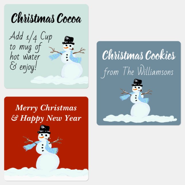 Snowman Custom Holiday Food Gift Labels (Group)