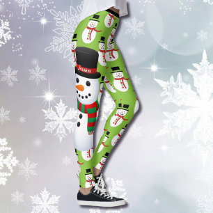 Snowman Custom Leggings Christmas Running Tights