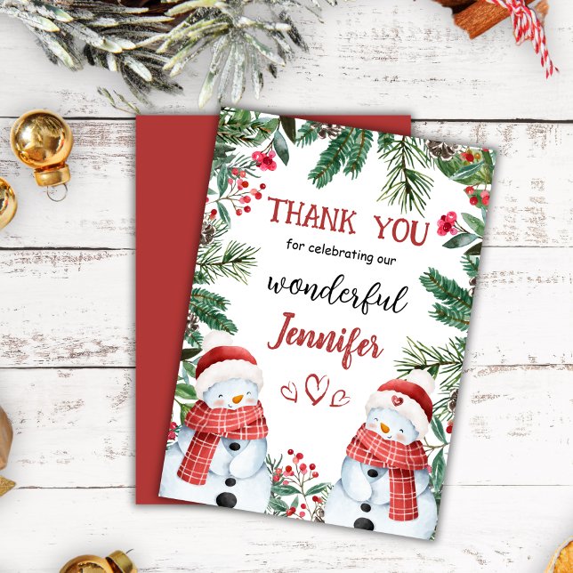 Snowman Cute Christmas 2nd Birthday Thank You Card (Creator Uploaded)