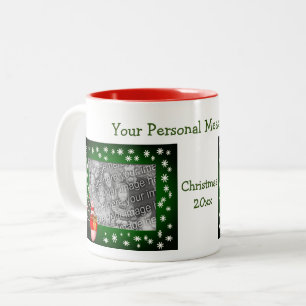 Snowman Cute Christmas Holiday Photo  Two-Tone Coffee Mug