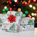 Snowman Cute Christmas Pattern Personalise Name Wrapping Paper<br><div class="desc">Sweet Watercolor Snowman Christmas Trees Personalise Name Wrapping Paper</div>
