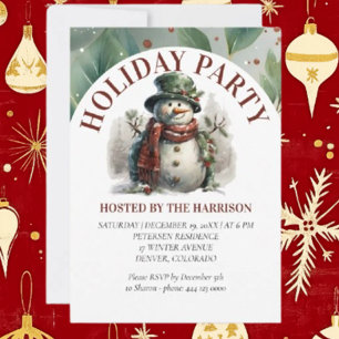Snowman Cute Christmas Wishes Paper Plate Invitation