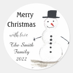 Snowman Cute Face Kids Children Winter Snowmen Cla Classic Round Sticker