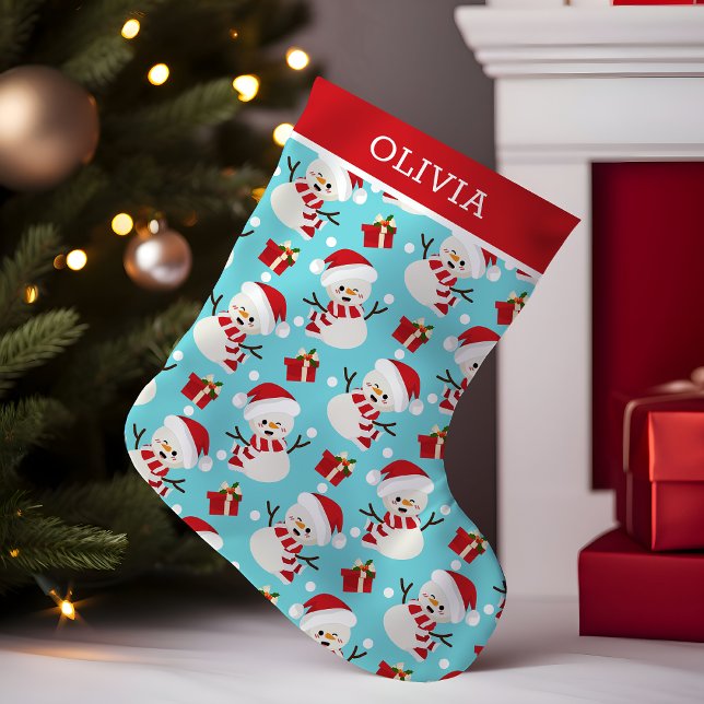 Snowman Cute Winter Holiday Christmas Pattern Small Christmas Stocking (Creator Uploaded)
