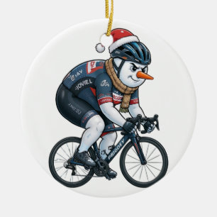 Snowman Cyclist Christmas 2026 Holiday Cycling Ceramic Tree Decoration