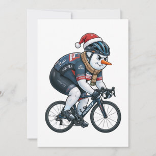 Snowman Cyclist Christmas 2026 Holiday Cycling Thank You Card