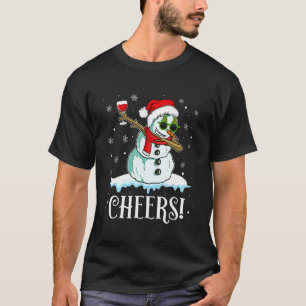 Snowman Dabbing Cheers Xmas Wine  Christmas Pajama T-Shirt