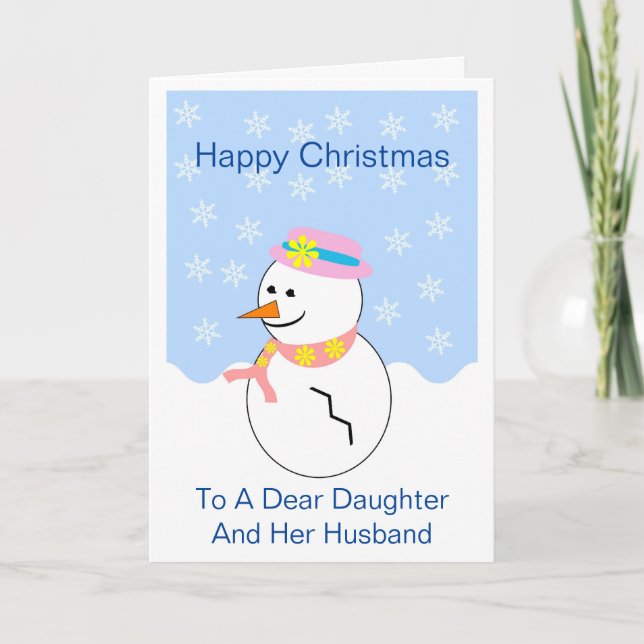 Snowman Daughter And Son In Law Christmas Card (Front)