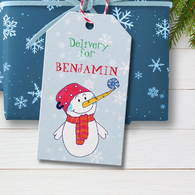 Snowman Delivery Christmas Tag for Kids (Creator Uploaded)