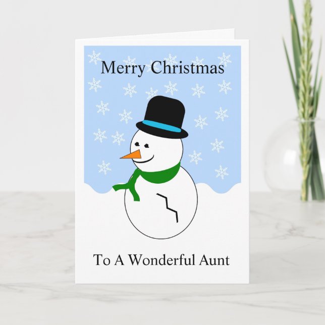 Snowman Design Aunt Christmas Holiday Card (Front)