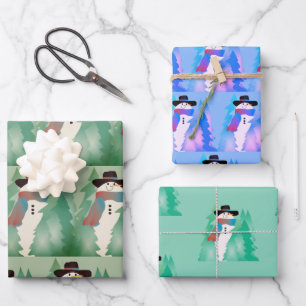 Snowman Designer And Fun Wrapping Paper Sheet