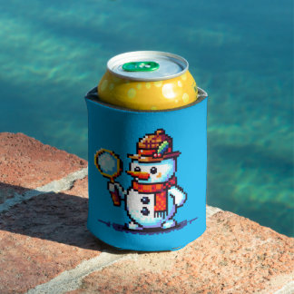 Snowman Detective: 8-Bit Winter Mystery Can Cooler