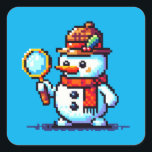 Snowman Detective: 8-Bit Winter Mystery Square Sticker<br><div class="desc">Unravel the holiday season's secrets with this unique 8-bit snowman detective design. A perfect blend of mystery and festive spirit!</div>