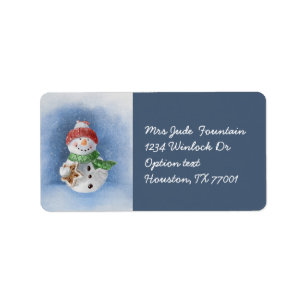 Snowman digital watercolor labels