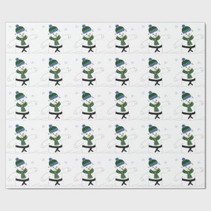 Snowman Doing Martial Arts Wrapping Paper