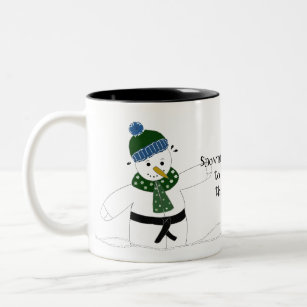 Snowman Doing Mixed Martial Arts Two-Tone Coffee Mug