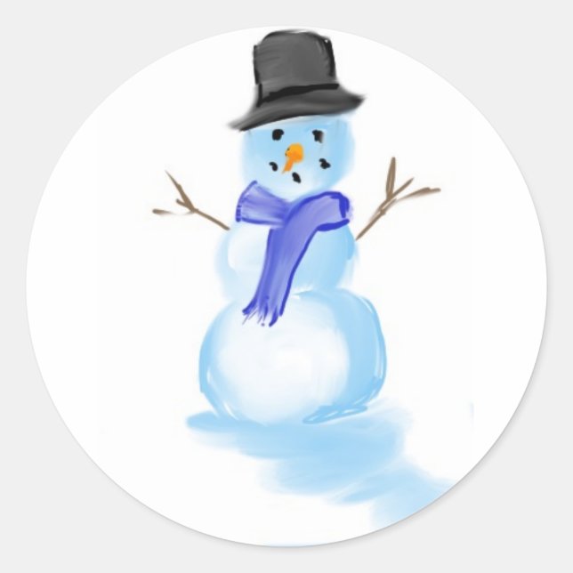 snowman drawing on sticker (Front)