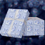 Snowman Dreidels Cute Childs Name Happy Hanukkah Wrapping Paper<br><div class="desc">This cute snowman and dreidels Happy Hanukkah gift wrap is ready for you to personalise it and make it your own. The geometric squares pattern is filled with the adorable Jewish snowman flanked by his soft blue and purple dreidels along with a text template where you can add a name...</div>