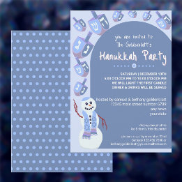 Snowman Dreidels Cute Hanukkah Holiday Party Invitation