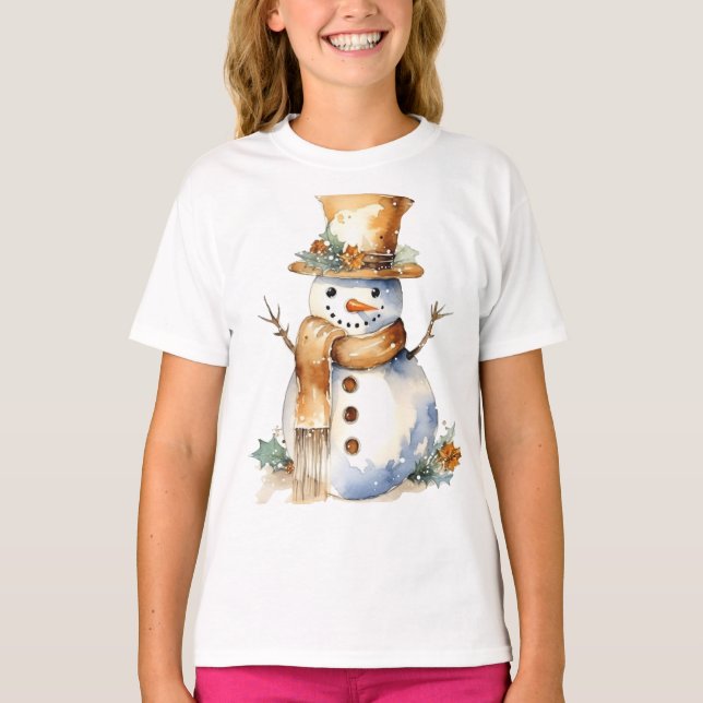 Snowman Dressed In Gold T-Shirt (Front)