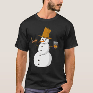 Snowman Drinking Whiskey And Smoking A Cigar T-Shirt