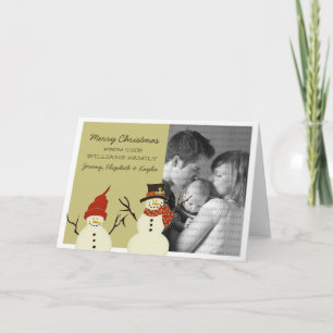 Snowman Duo Holiday Card, Sage