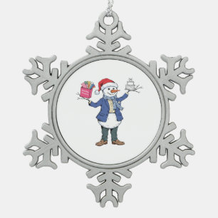 Snowman Event Organiser Christmas 2026 Holiday Snowflake Pewter Christmas Ornament