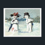 Snowman expressing love on Christmas, vintage Postcard<br><div class="desc">Perfect image for your new print design. It could be a nice present or "final touch" for decorating home.</div>