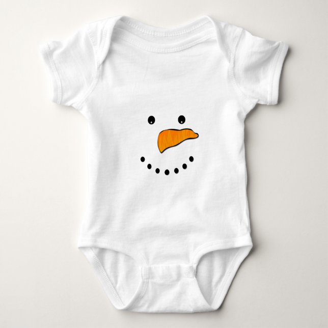 Snowman Face Baby Bodysuit (Front)