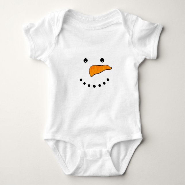 Snowman Face Baby Bodysuit (Front)