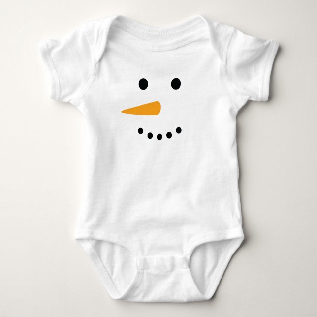 Snowman Face Baby Bodysuit (Front)