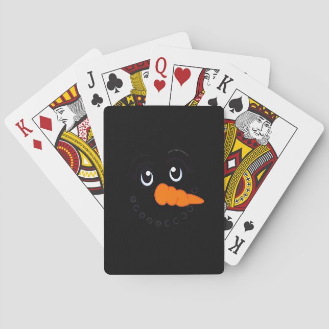 Snowman Face Carrot Nose Christmas Winter Cosplay Playing Cards (Back)
